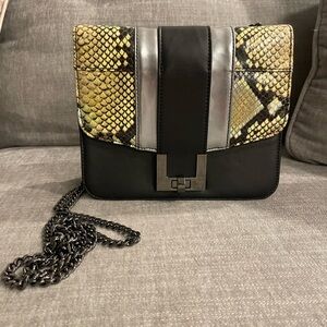 Aquatalia Black and Yellow Snake Print Women's Bag